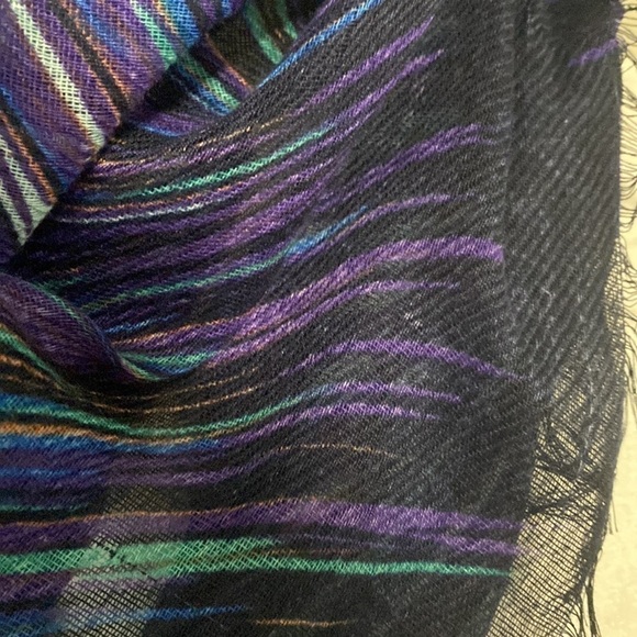 Multicolor Colorful Blue Black Stripe Bohemian Infinity Scarf - Picture 12 of 14